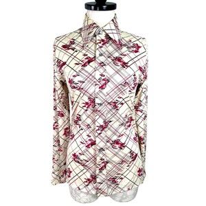 Vintage Fashions by La Strada Western Button Down Shirt Medium Abstract Plaid